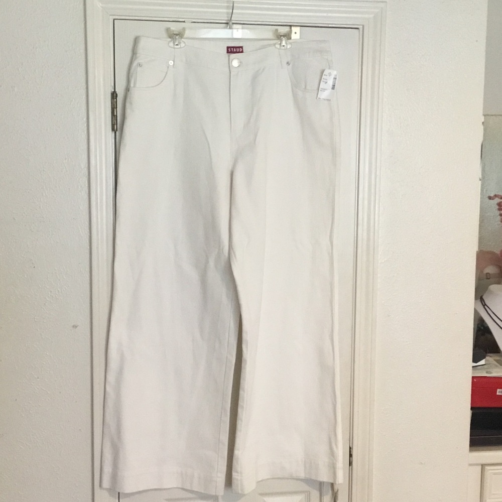 NWT  STAUD White Wide-Leg High-Rise Jeans